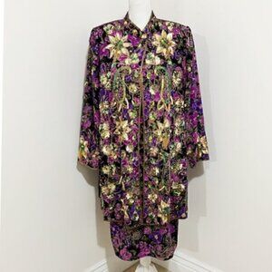 Roaman's Floral Beaded Sequin Sleeveless Dress & Jacket Set